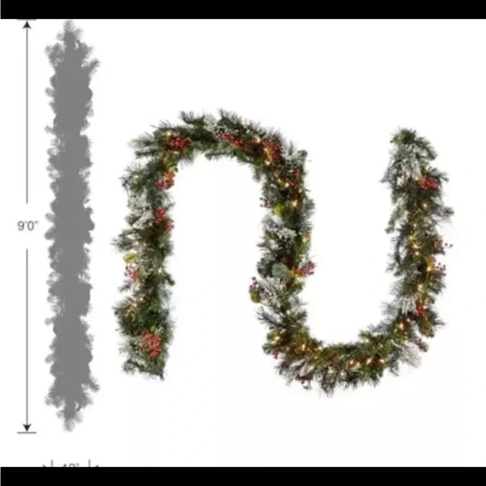 National Tree Company Outdoor Pre-lit Artificial Garland 9ftLong 50 White Lights